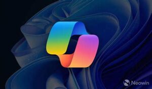 「Microsoft Loopのカラフルなロゴ。背景は濃い青色の抽象的なデザイン。」