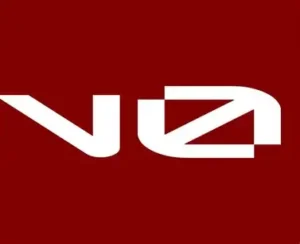 UI生成AI「v0.dev」の公式ロゴ。暗い赤色の背景に、白くスタイリッシュにデザインされた「v0」の文字が描かれている。